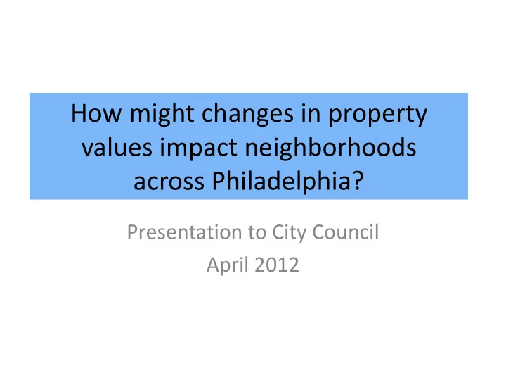 values impact neighborhoods