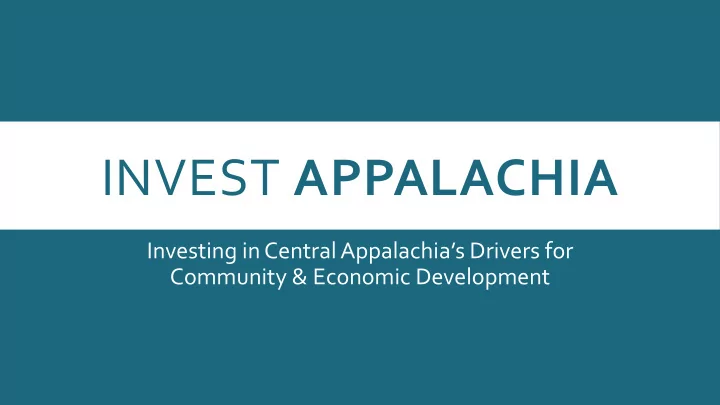 invest appalachia