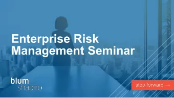 Enterprise Risk  Management Seminar  Presenters  Marcus Harwood  Christine DiMenna  Partner