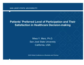 Patients Preferred Level of Participation and Their  Satisfaction in Healthcare Decision-making