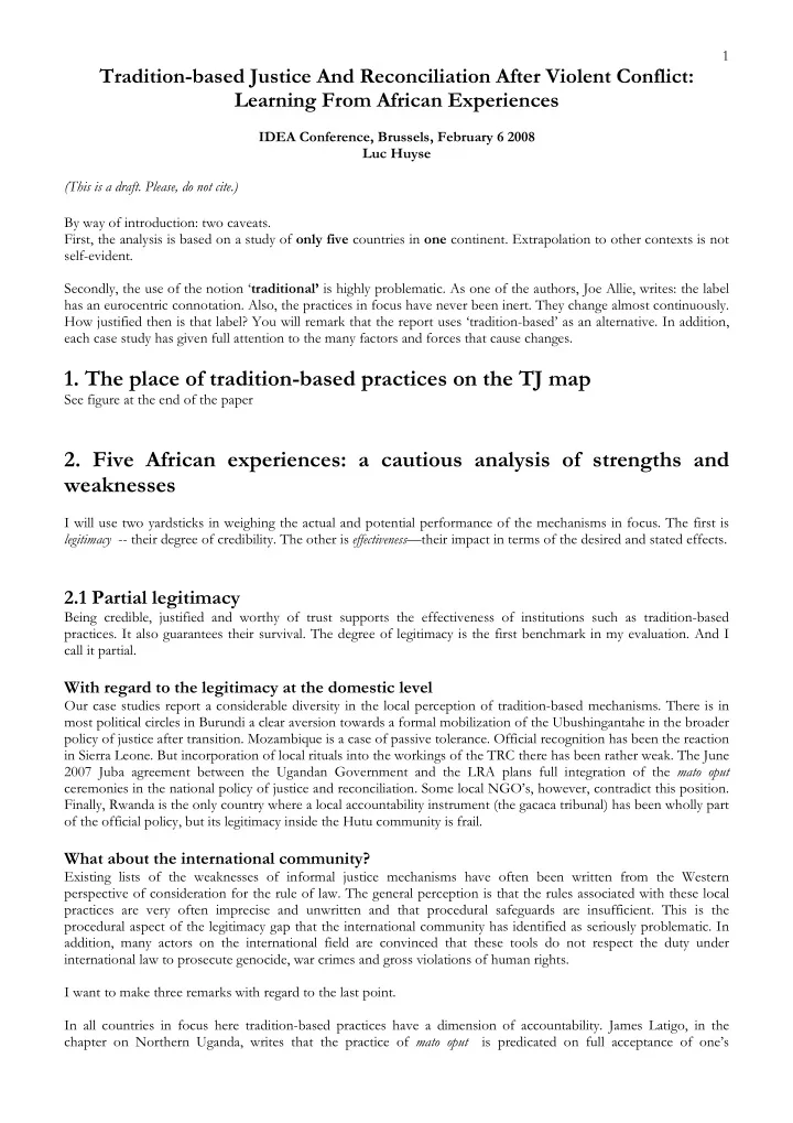 1 the place of tradition based practices on the tj map