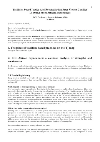 1. The place of tradition-based practices on the TJ map  See figure at the end of the paper  2.