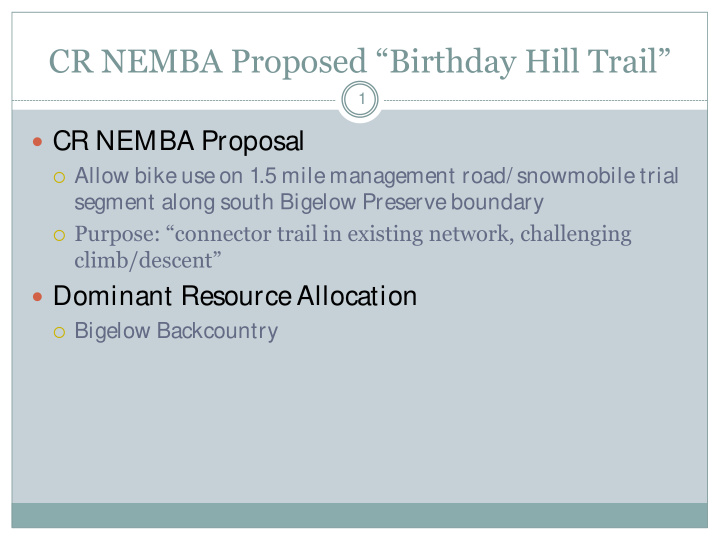 cr nemba proposed birthday hill trail