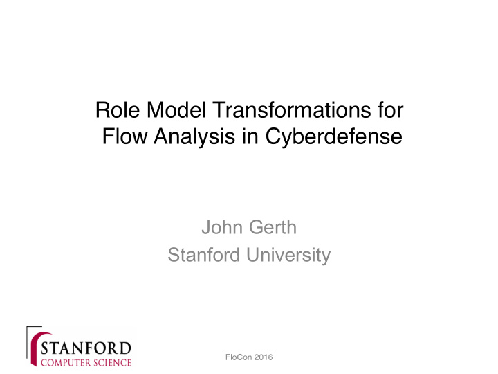 role model transformations for flow analysis in