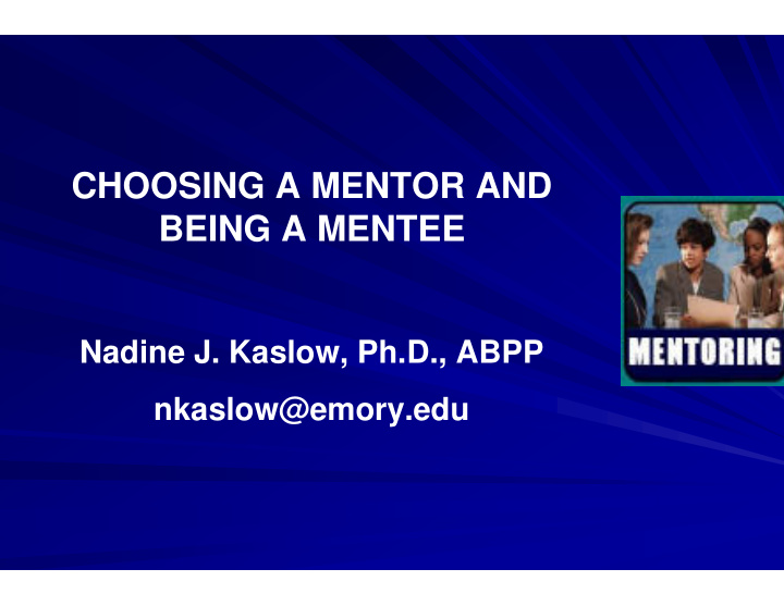 choosing a mentor and being a mentee