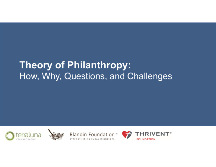 theory of philanthropy