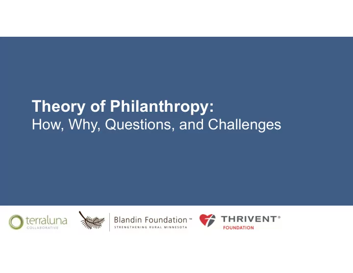 theory of philanthropy