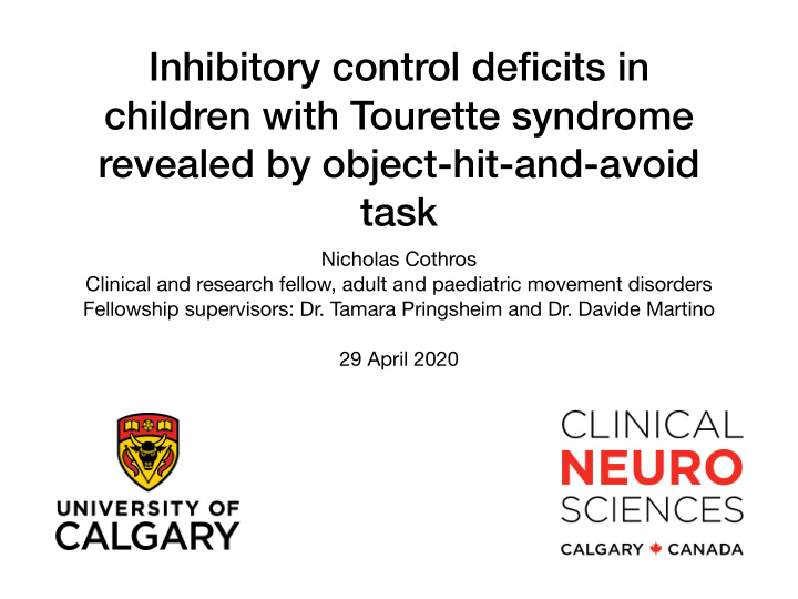 inhibitory control deficits in children with tourette