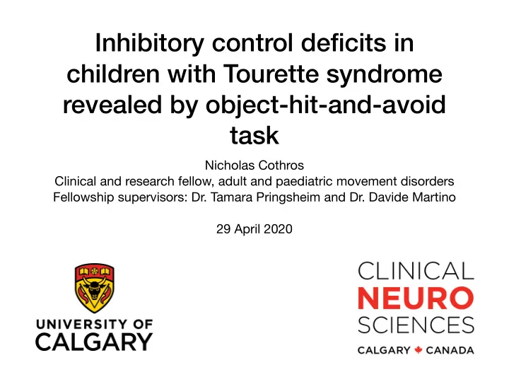 inhibitory control deficits in children with tourette