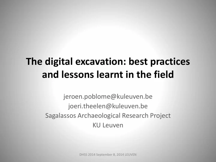 and lessons learnt in the field