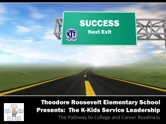 SUCCESS  Next Exit  Theodore Roosevelt Elementary School  Presents:  The K-Kids Service Leadership