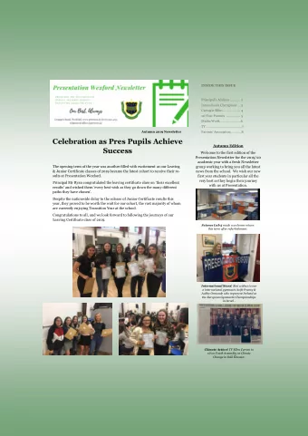 Celebration as Pres Pupils Achieve Autumn Edition Success  Welcome to the first edition of the