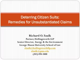 Deterri  rring C  Citizen S  Suits:  Remedie  dies f  for Un  Unsub  ubstant  antia  iated C  d