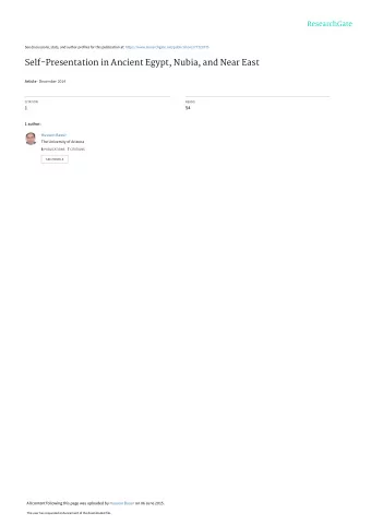 Self-Presentation in Ancient Egypt, Nubia, and Near East Article  December 2014  CITATION  READS