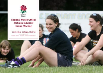 Regional Match Official  Technical Advisory  Group Meeting  Calderdale College, Halifax  Regional