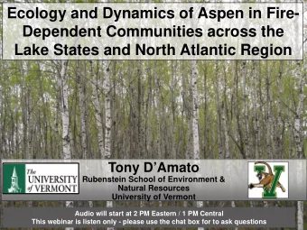 Tony DAmato  Rubenstein School of Environment &amp;  Natural Resources  University of Vermont