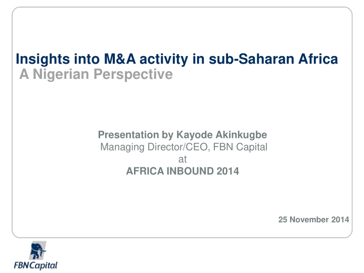 insights into m a activity in sub saharan africa a