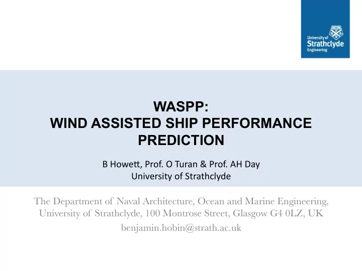 waspp wind assisted ship performance prediction