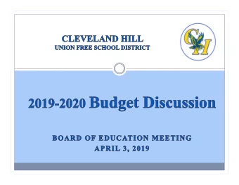 Highlights of state budget released March 31 st  State aid included in 2019-20 budget
