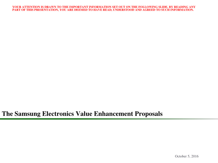 the samsung electronics value enhancement proposals