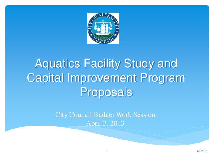 aquatics facility study and capital improvement program