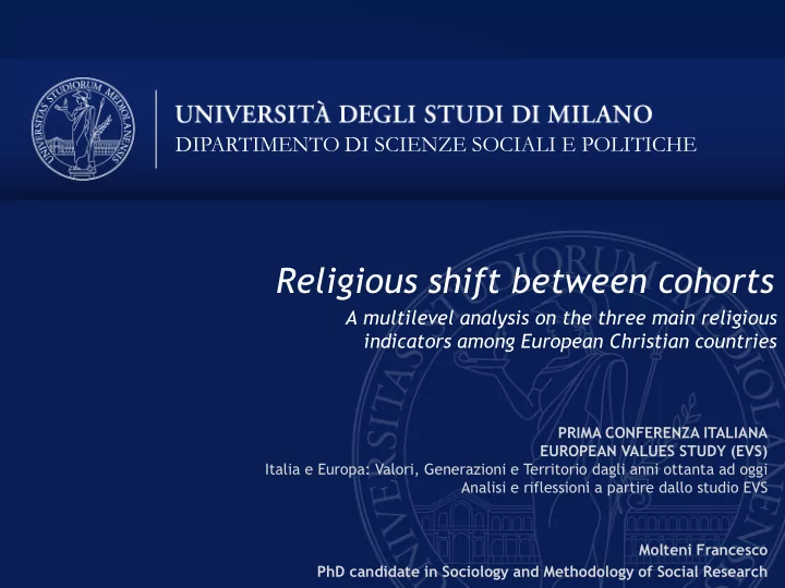 religious shift between cohorts