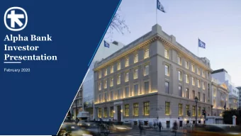 Alpha Bank  Investor  Presentation  February 2020  Disclaimer  Systemic bank established in  1879