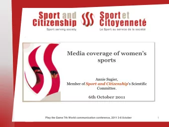 Media coverage of womens  sports  Annie Sugier, Member of Sport and Citizenship s Scientific