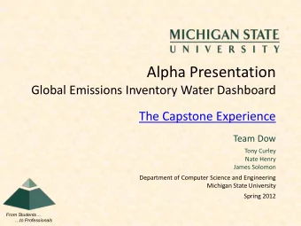 Alpha Presentation  Global Emissions Inventory Water Dashboard  The Capstone Experience  Team Dow