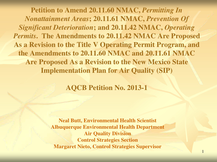 petition to amend 20 11 60 nmac permitting in