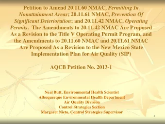 Petition to Amend 20.11.60 NMAC, Permitting In Nonattainment Areas ; 20.11.61 NMAC, Prevention Of