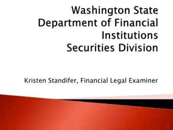 Kristen Standifer, Financial Legal Examiner  1  Kristen Standifer is a Financial Legal Examiner in