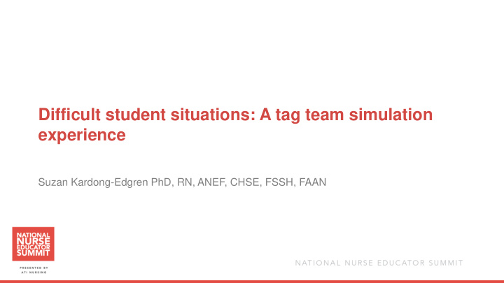 difficult student situations a tag team simulation