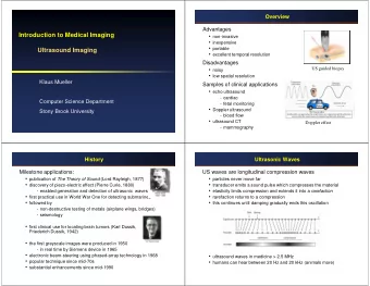 Introduction to Medical Imaging  non-invasive  inexpensive  portable  Ultrasound Imaging