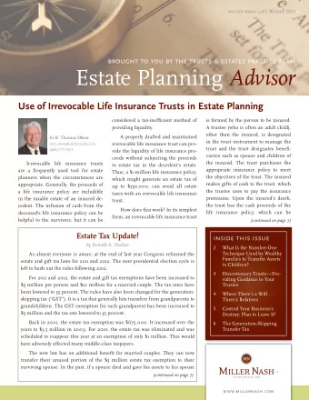 Estate Planning Advisor  Use of Irrevocable Life Insurance Trusts in Estate Planning  considered a