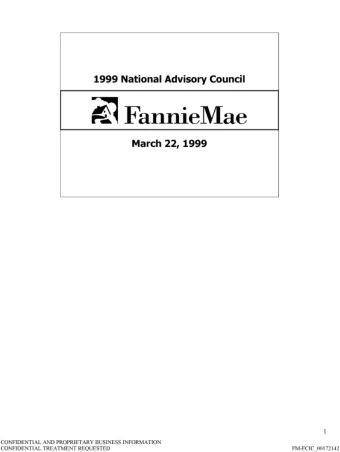 FannieMae March 22, 1999  1  CONFIDENTIAL AND PROPRIETARY BUSINESS INFORMATION  CONFIDENTIAL