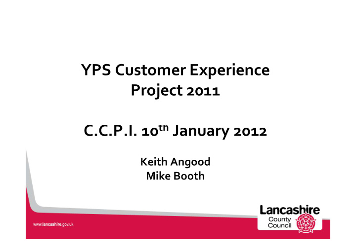 yps customer experience project 2011 c c p i 10 th