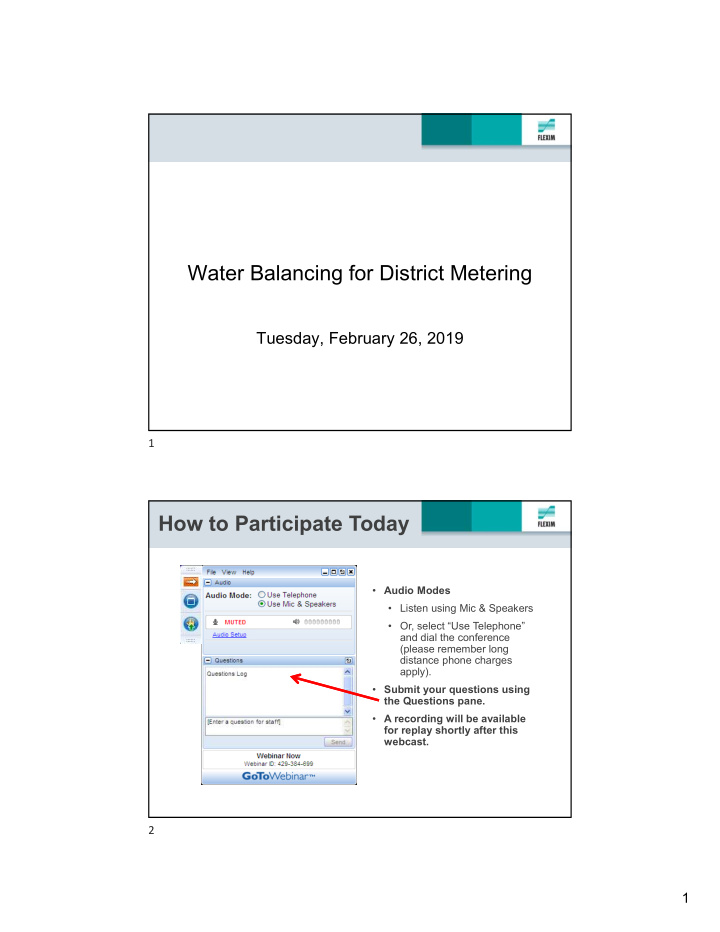water balancing for district metering