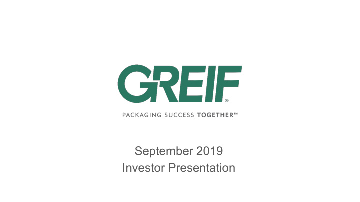 september 2019 investor presentation safe harbor