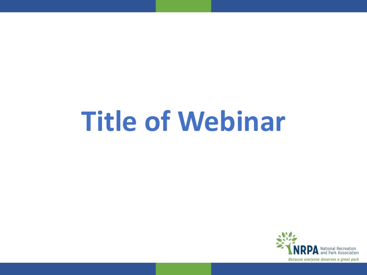 title of webinar presenters