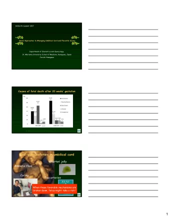 1  Umbilical cord abnormalities  Abnormal cord insertion  Hyper- or Hypo-coiled cord  Cord