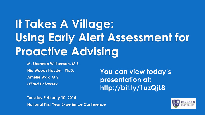 it takes a village using early alert assessment for