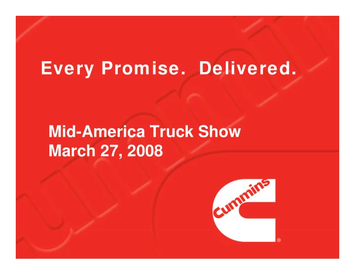 every promise delivered