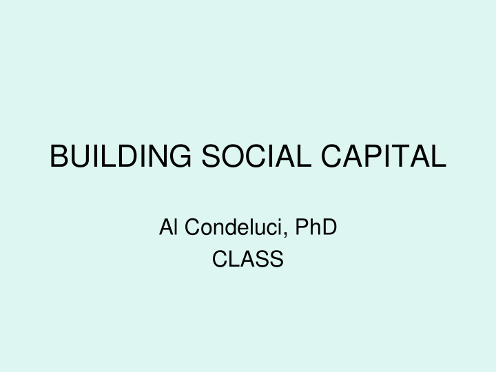 building social capital