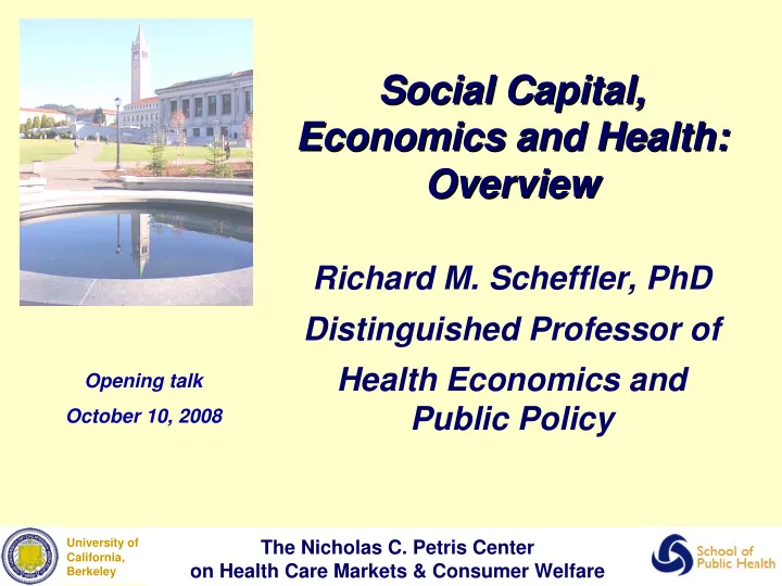 social capital social capital economics and health
