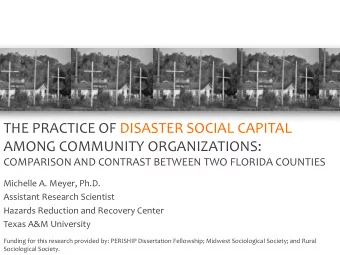 AMONG COMMUNITY ORGANIZATIONS: COMPARISON AND CONTRAST BETWEEN TWO FLORIDA COUNTIES  Michelle A.