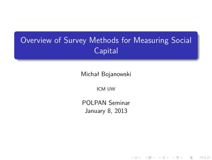 overview of survey methods for measuring social capital