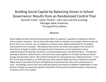 Building Social Capital by Balancing Voices in School Governance: Results from an Randomized