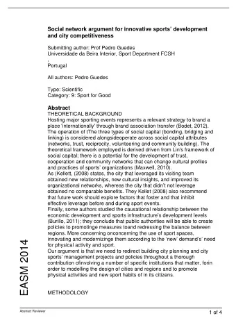 EASM 2014  for physical activity and sport.  Our argument is that we need to redirect building