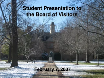 Student Presentation to  the Board of Visitors  February 7, 2007  BOV Luncheon (RBC)  Knowledge